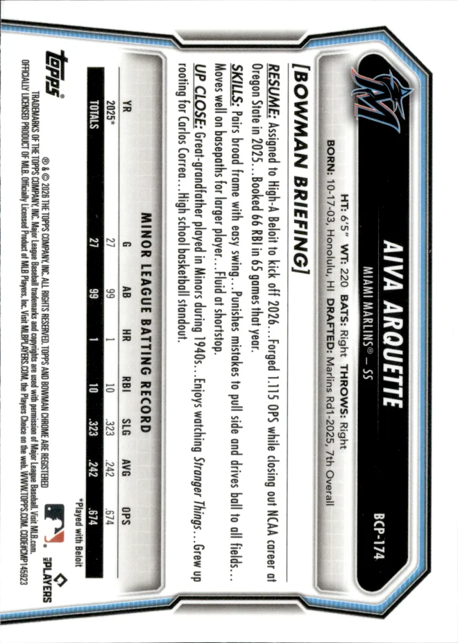 Aiva Arquette card back