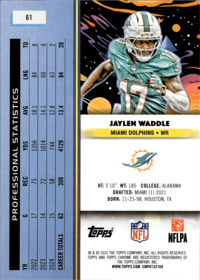 Jaylen Waddle card back