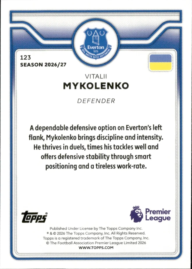 Vitalii Mykolenko card back