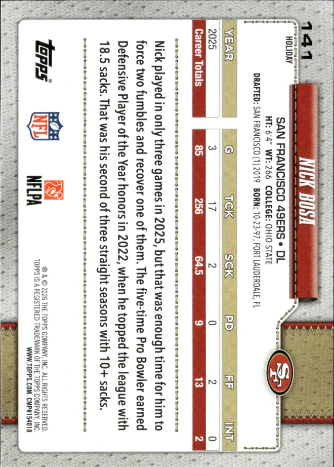 Nick Bosa card back