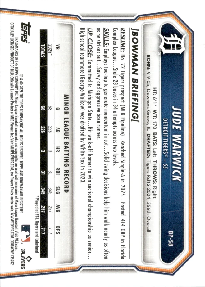Jude Warwick card back