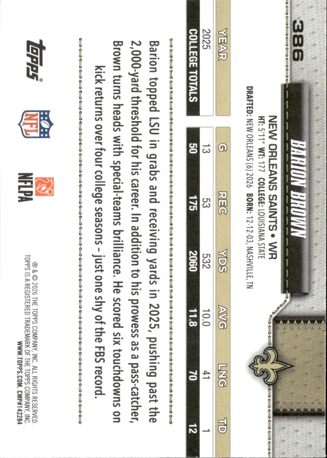 Barion Brown card back