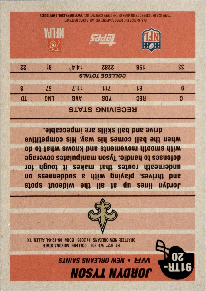 Jordyn Tyson card back