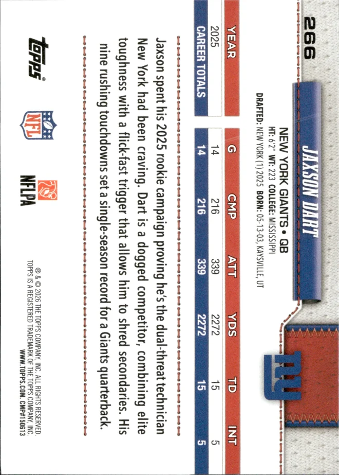 Jaxson Dart card back