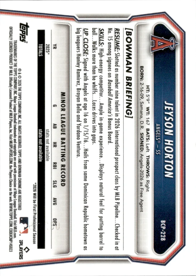 Jeyson Horton card back