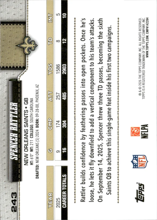 Spencer Rattler card back