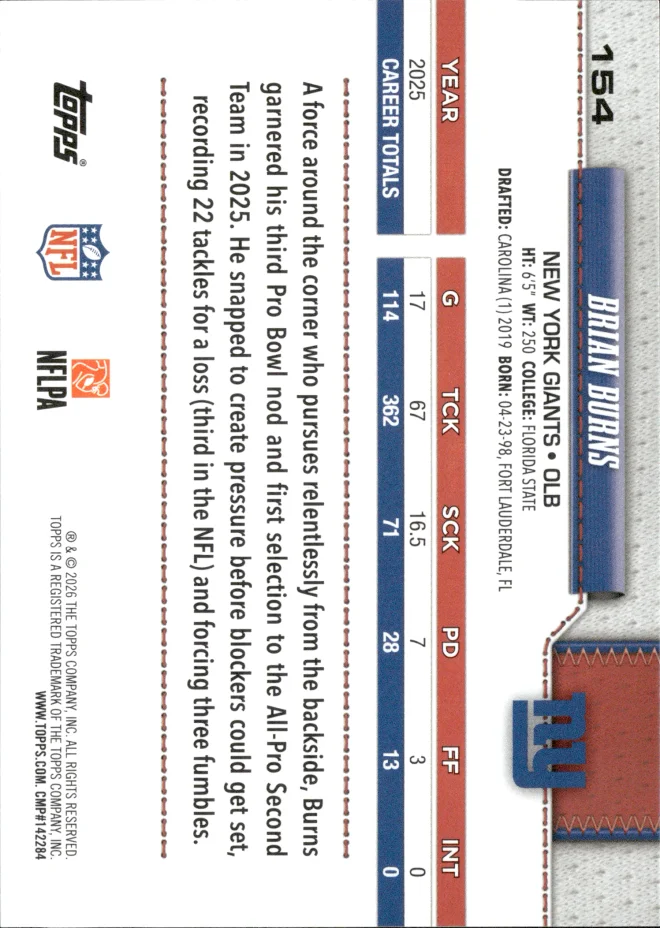 Brian Burns card back