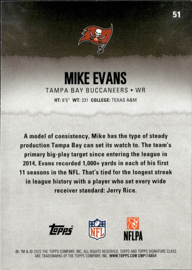 Mike Evans card back