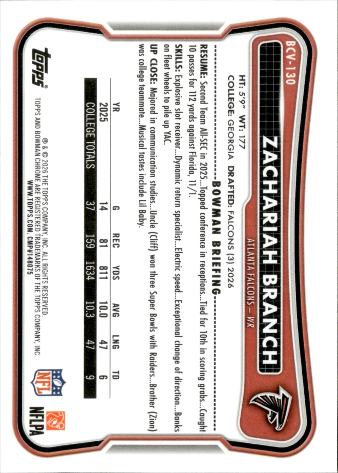 Zachariah Branch card back