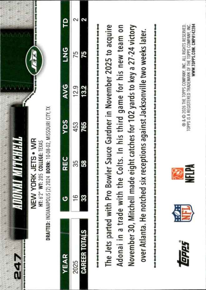 Adonai Mitchell card back