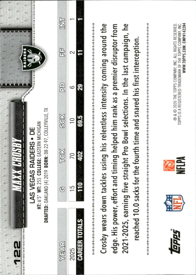 Maxx Crosby card back