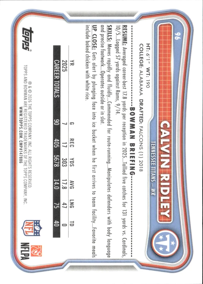 Calvin Ridley card back