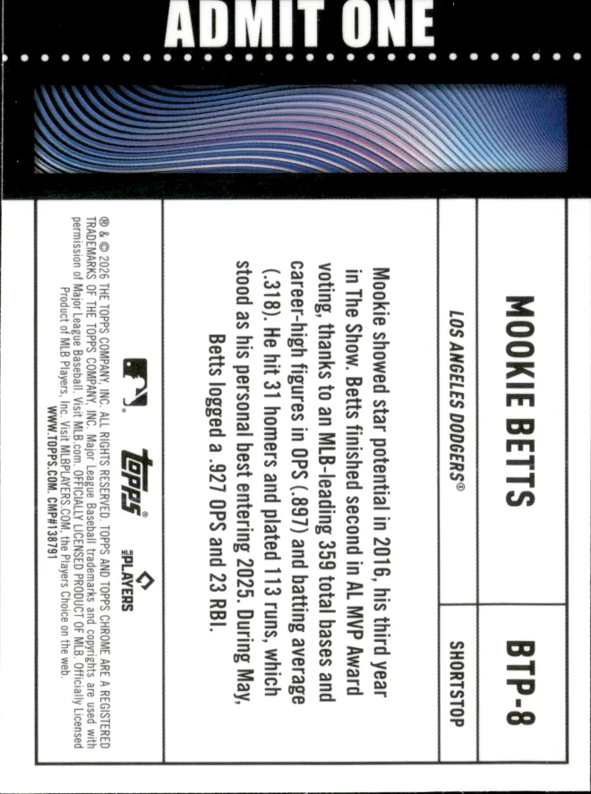 Mookie Betts card back