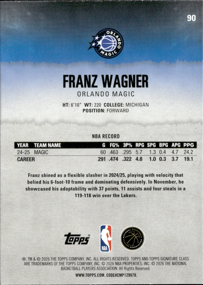 Franz Wagner card back