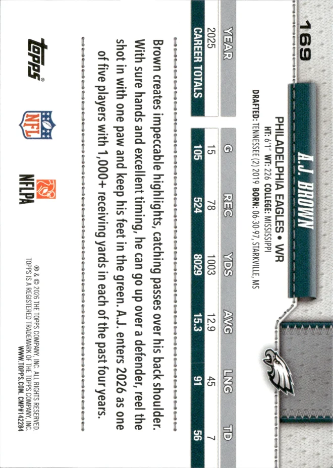 A.J. Brown card back