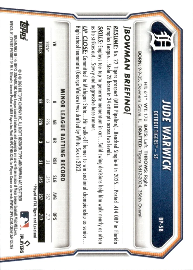 Jude Warwick card back