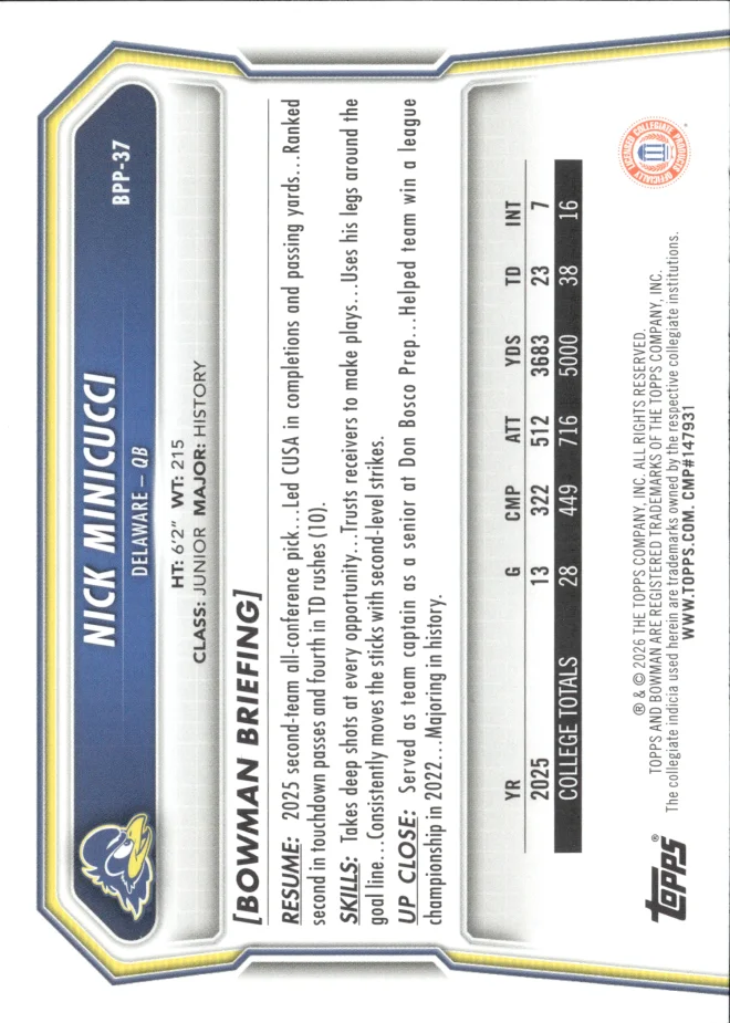 Nick Minicucci card back