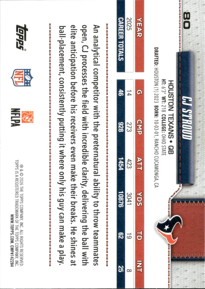 CJ Stroud card back