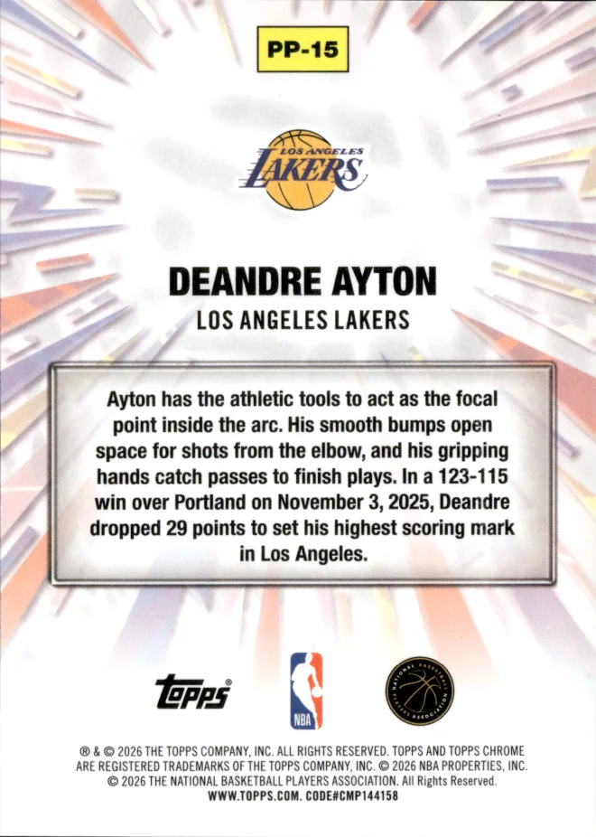 Deandre Ayton card back