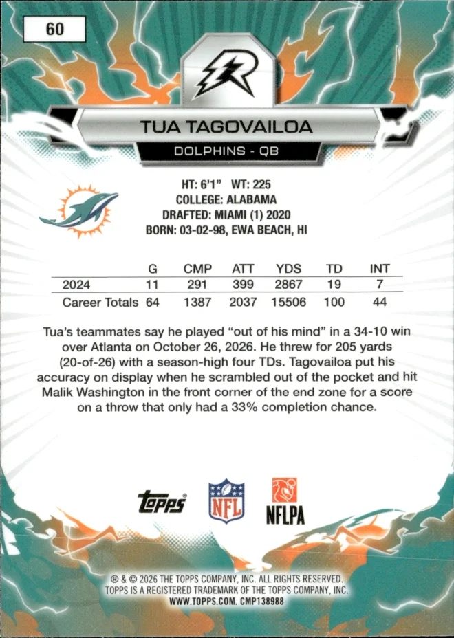 Tua Tagovailoa card back