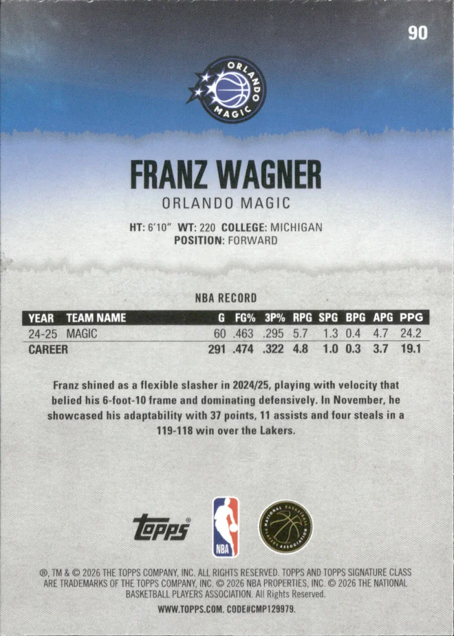 Franz Wagner card back