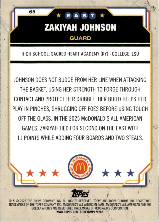 Zakiyah Johnson card back