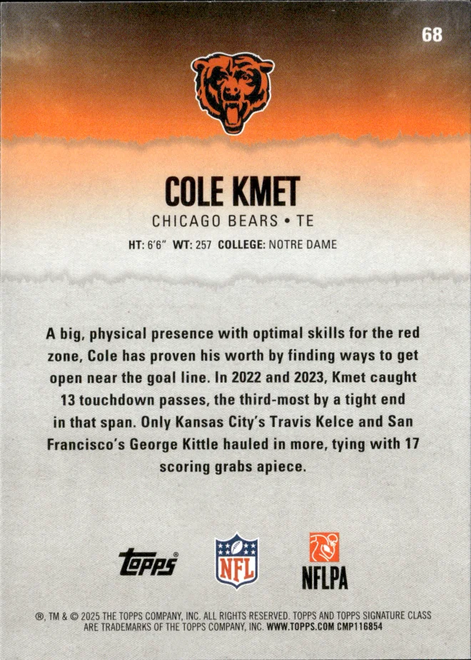 Cole Kmet card back