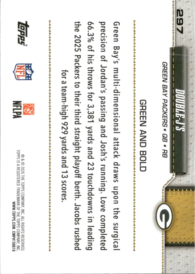 Jordan Love / Josh Jacobs card back