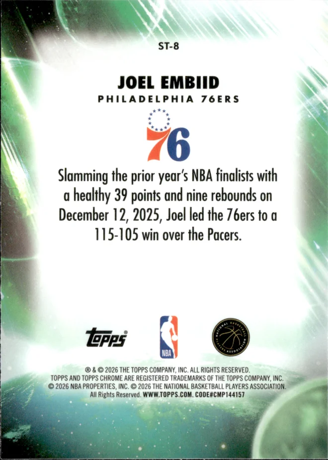 Joel Embiid card back