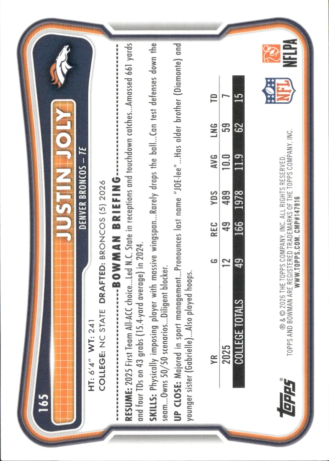 Justin Joly card back