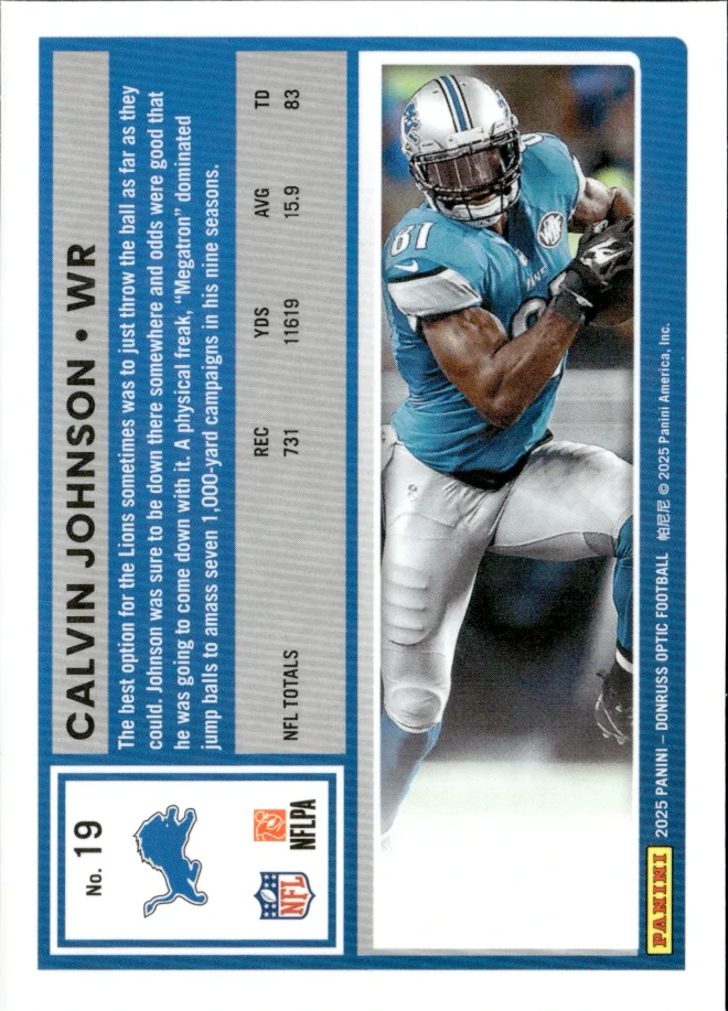 Calvin Johnson card back