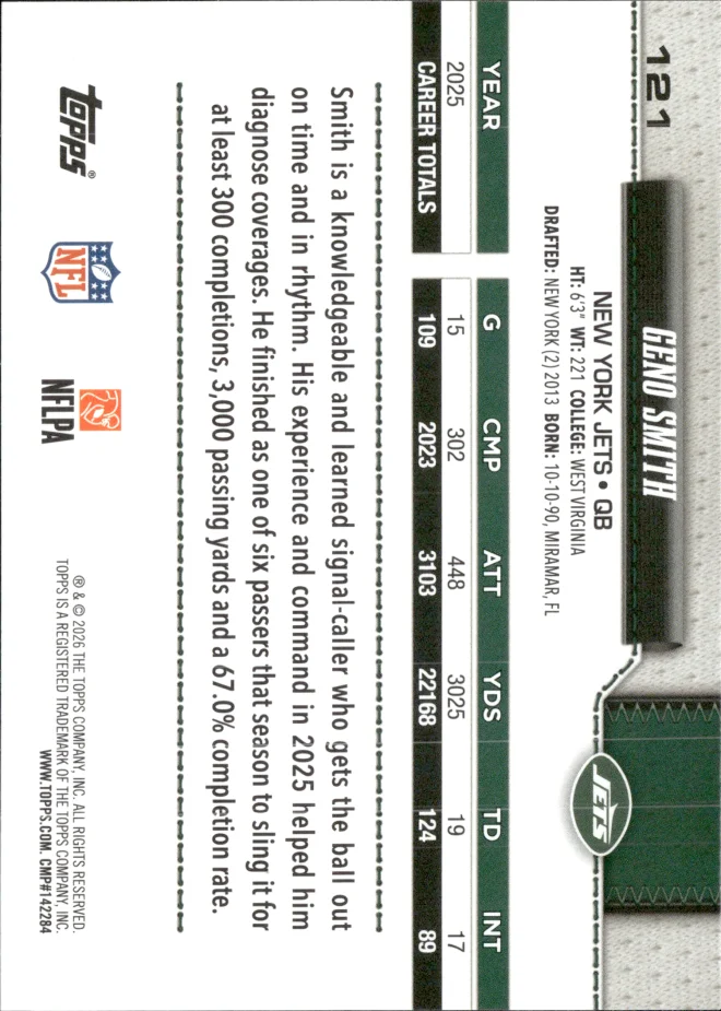 Geno Smith card back