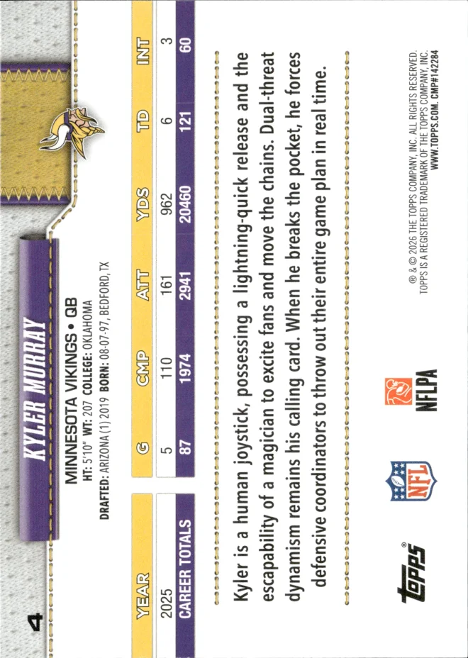 Kyler Murray card back