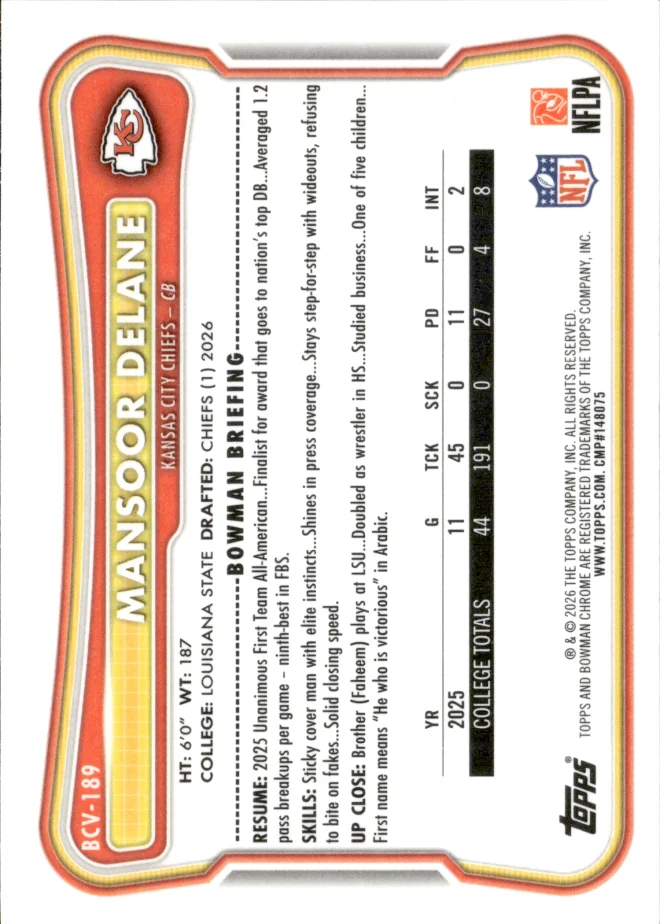 Mansoor Delane card back