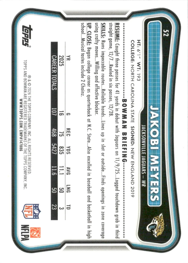 Jakobi Meyers card back