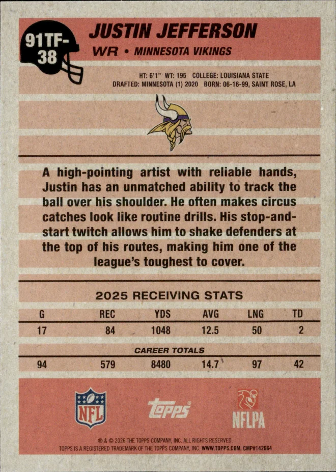 Justin Jefferson card back