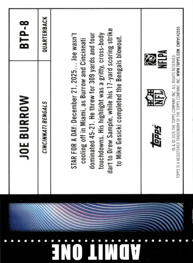 Joe Burrow card back