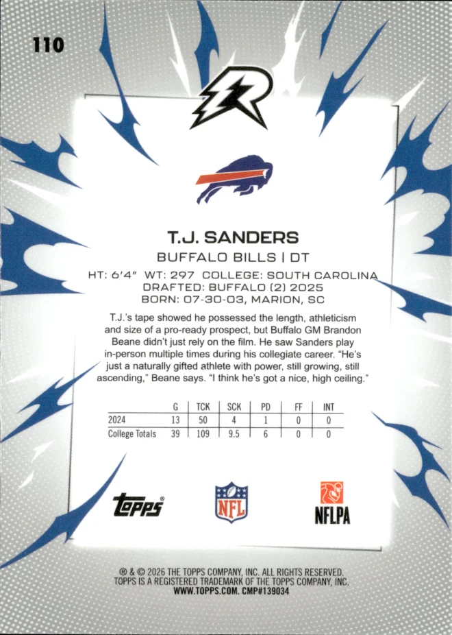 T.J. Sanders card back