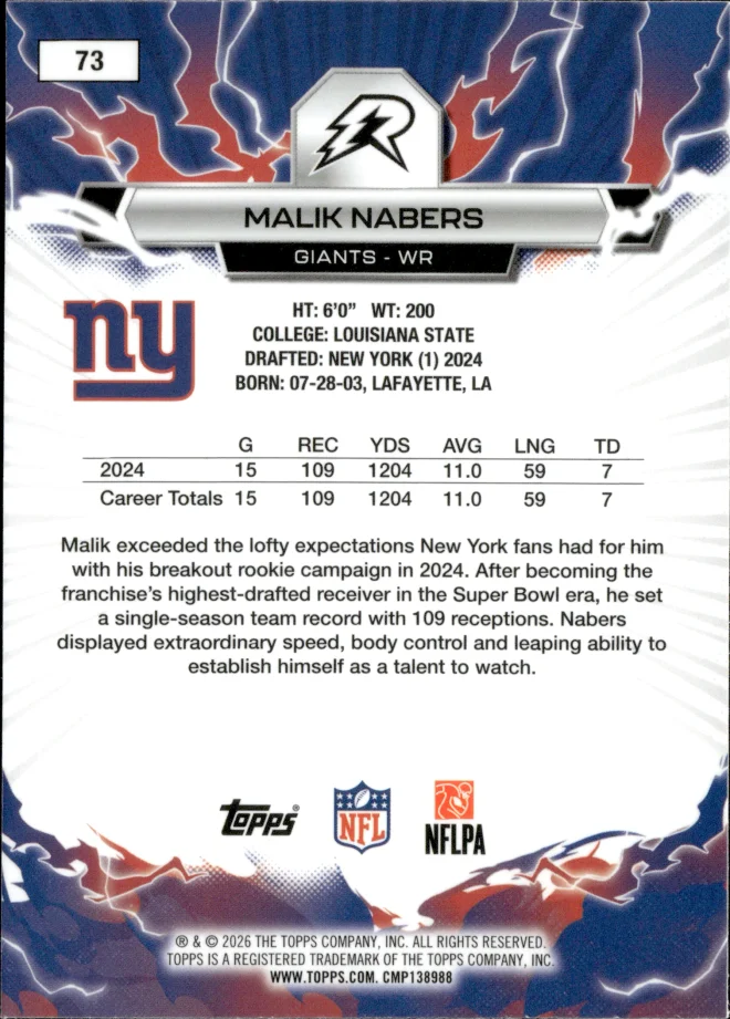 Malik Nabers card back