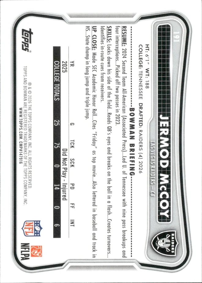 Jermod McCoy card back