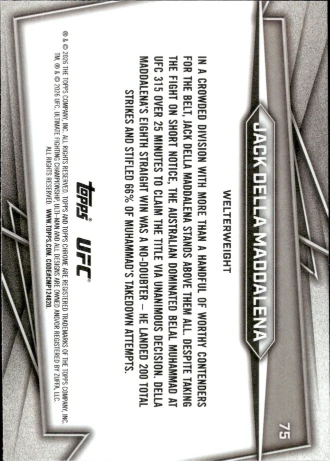 Jack Della Maddalena card back
