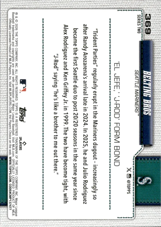 Randy Arozarena / Julio Rodríguez card back