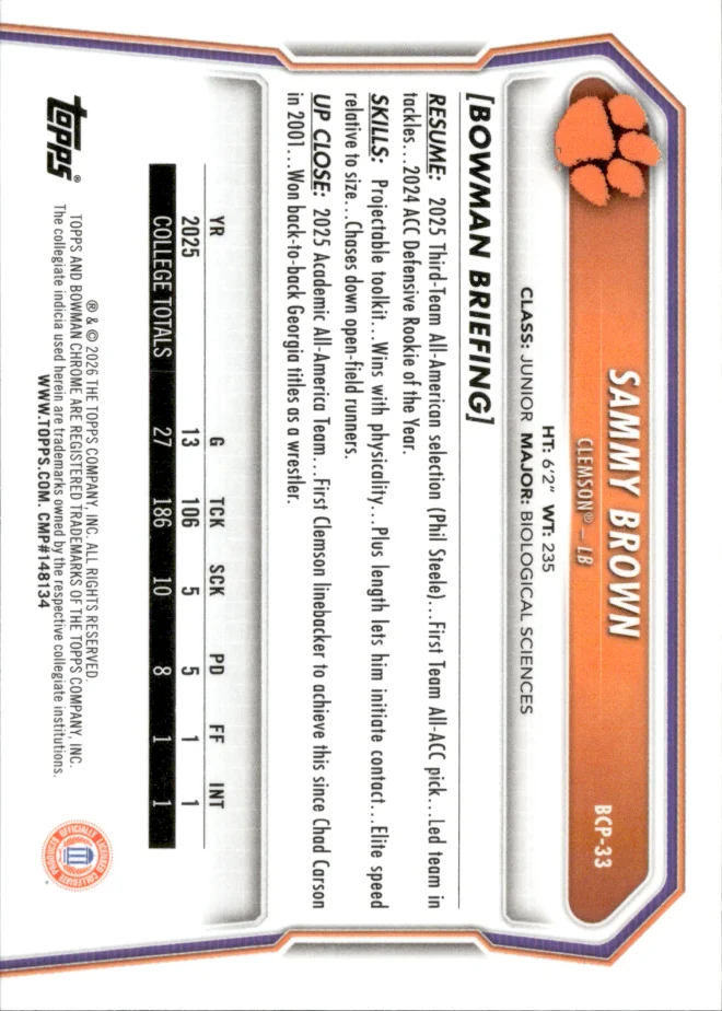 Sammy Brown card back