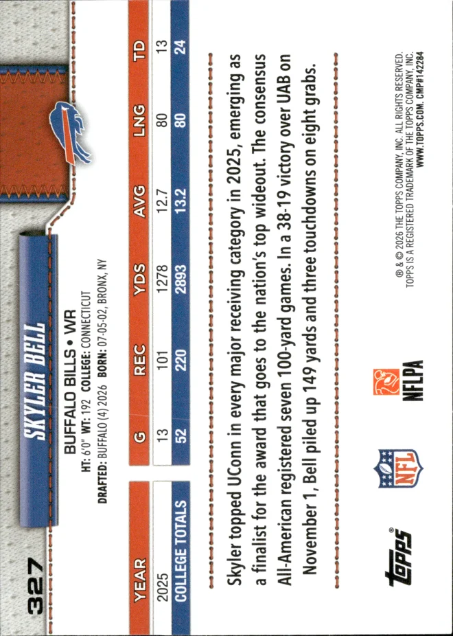 Skyler Bell card back