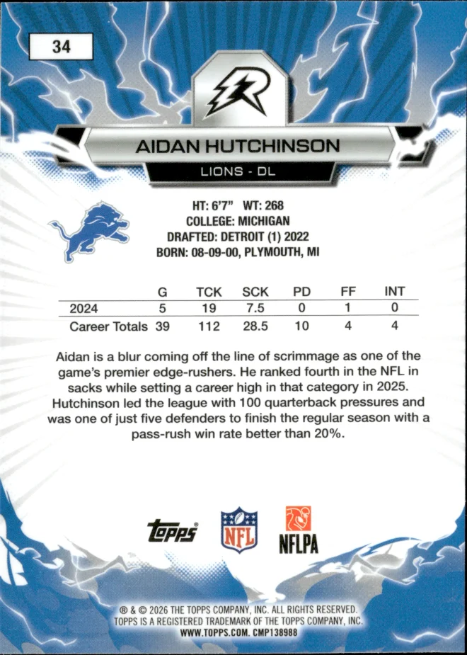 Aidan Hutchinson card back