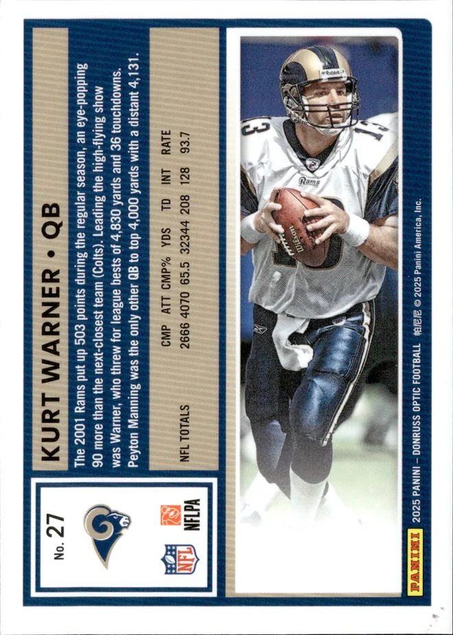Kurt Warner card back