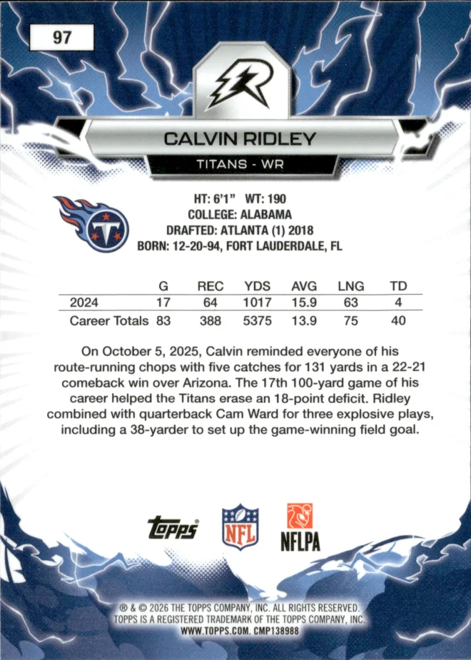 Calvin Ridley card back
