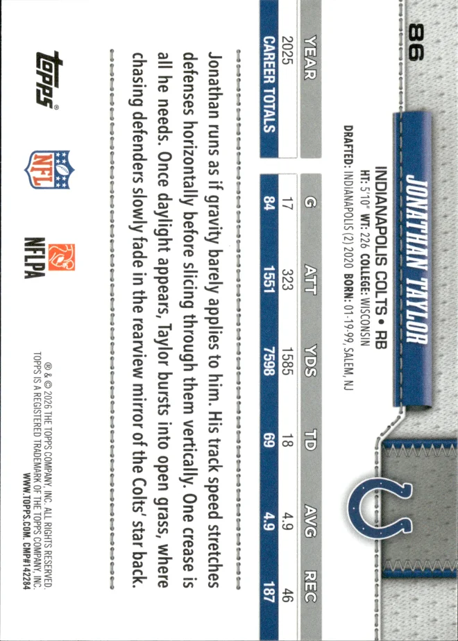 Jonathan Taylor card back