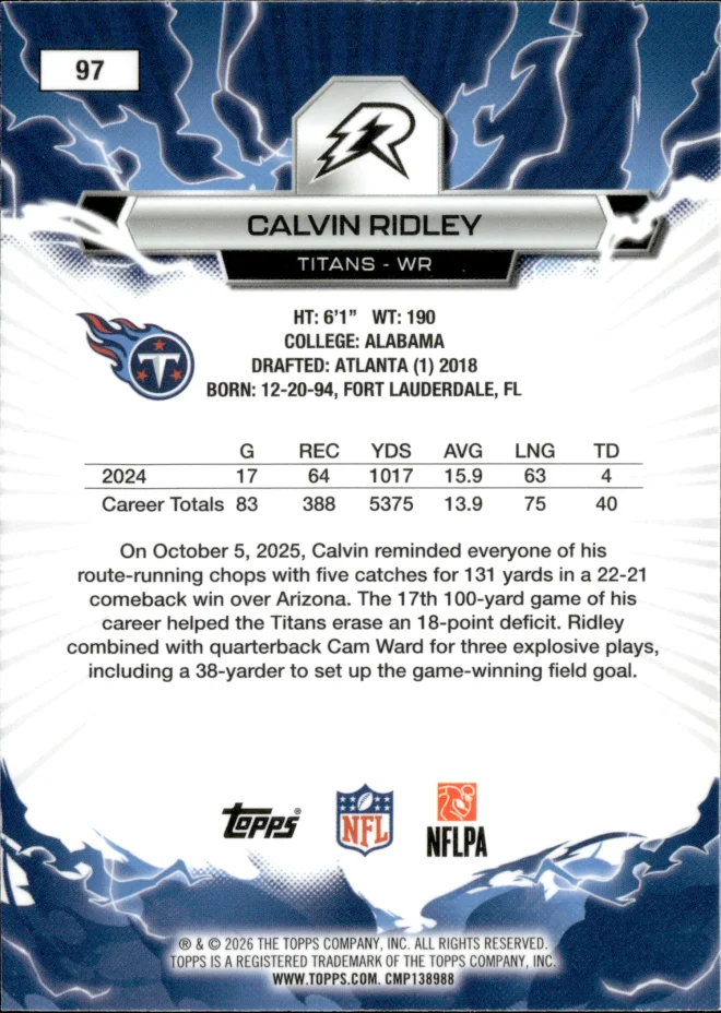 Calvin Ridley card back
