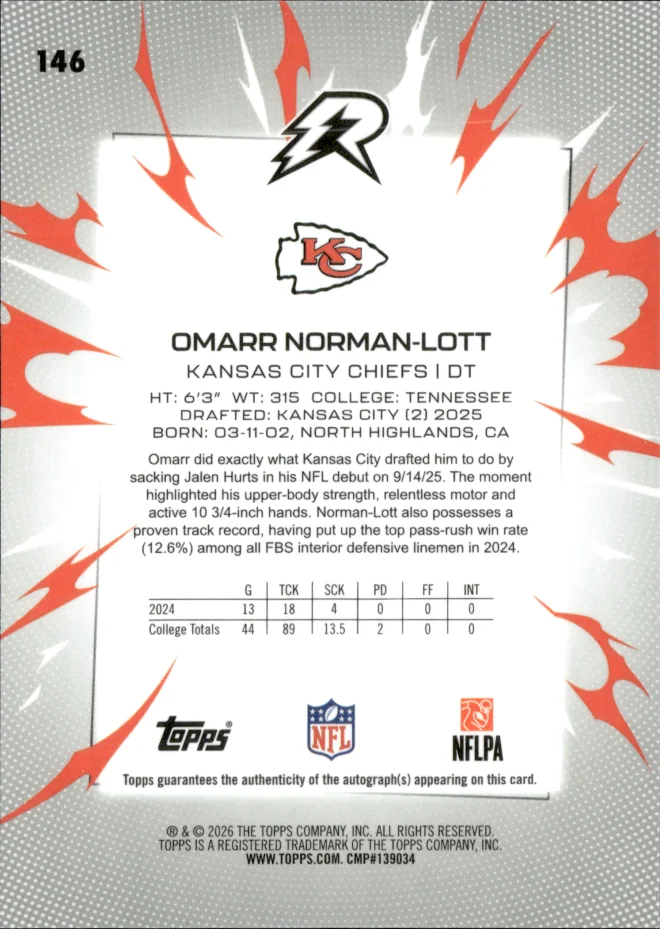 Omarr Norman-Lott card back